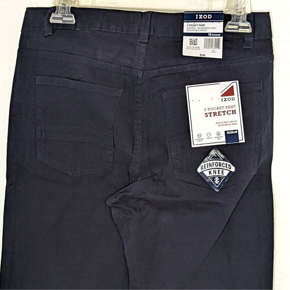 Boys Izod Uniform Pants Size 18 Navy Blue 5 Pocket Adjustable Waist Reinforced K - Picture 5 of 6